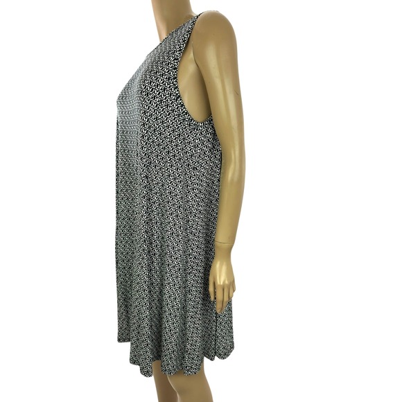 Loft Pullover Dress Shift/Tent Size PL White Black Blue Sleeveless Rayon/Spandex - Picture 2 of 6